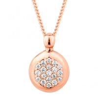 Rose gold plated sterling silver embellished round drop necklace