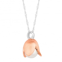 Rose gold plated sterling silver flower cap pendant necklace