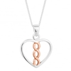 Rose gold plated sterling silver heart twist drop necklace