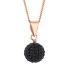Rose gold plated sterling silver jet pave ball necklace