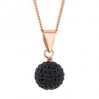 Rose gold plated sterling silver jet pave ball necklace
