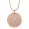 Rose gold plated sterling silver pave disc necklace