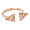 Rose gold plated sterling silver pave triangle open ring