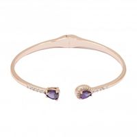 Rose Gold Plated Tanzanite Open Bangle Bracelet