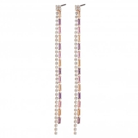 Rose Gold Plated Tonal Pink Baguette And Crystal Earrings