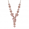 Rose Gold Plated Tonal Pink Floral Y Necklace