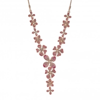 Rose Gold Plated Tonal Pink Floral Y Necklace
