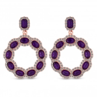 Rose Gold Plated Tonal Purple Front Facing Hoop Earrings