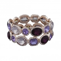 Rose Gold Plated Tonal Purple Stretch Bracelet