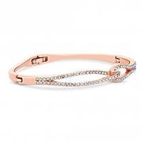 Rose Gold Plated Twisted Link Crystal Bangle Bracelet