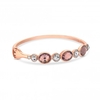 Rose Gold Plated Vintage Rose Halo Bangle Bracelet