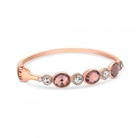 Rose Gold Plated Vintage Rose Halo Bangle Bracelet