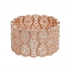 Rose Gold Plated Wide Filagree Stretch Bracelet