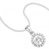 Round cubic zirconia surround sterling silver pendant necklace