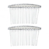 Set of two pearl and crystal surround top hair combs