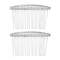 Set of two pearl and crystal surround top hair combs