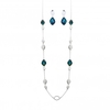 Silver Plated Blue Abalone Station Rope And Drop Set