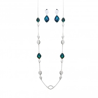 Silver Plated Blue Abalone Station Rope And Drop Set