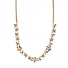 Silver Plated Pink Crystal Floral Necklace
