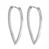 Silver Plated Polished And Crystal Marquise Shaped Hoop