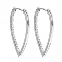 Silver Plated Polished And Crystal Marquise Shaped Hoop