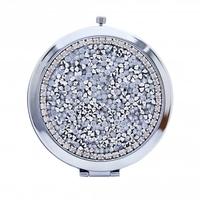 Silver Crystal Druzy Compact Mirror