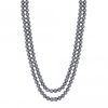 Silver Crystal Link And Grey Pearl Multi Row Necklace