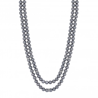 Silver Crystal Link And Grey Pearl Multi Row Necklace
