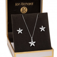 Silver Cubic Zirconia Flower Set - Gift Boxed