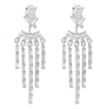 Silver cubic zirconia front and back diamante tassel earring