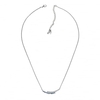 Silver Curved Bar White / Blue Necklace Created With Swarovski Crystals