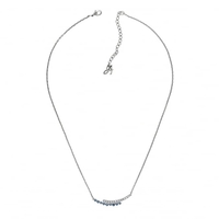 Silver Curved Bar White / Blue Necklace Created With Swarovski Crystals