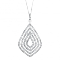 Silver diamante gradient peardrop pendant necklace