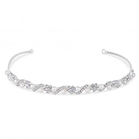 Silver Isabella Crystal And Pearl Flower Headband