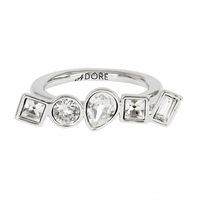 Silver Multi Shape Ring Created With Swarovski Crystals