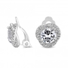 Silver Pave Crossover Halo With Centre Stone Clip Earrings