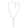 Silver Pave Square Y Drop Necklace Created With Swarovski Crystals