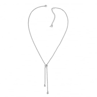Silver Pave Square Y Drop Necklace Created With Swarovski Crystals