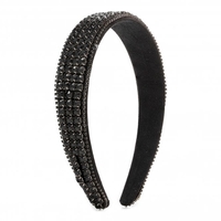 Silver Plate Black Crystal Headband