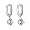 Silver Plated Cubic Zirconia Small Hoop Earrings With Drop Charm
