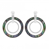 Silver Plated Abalone Circle Drop Earrings