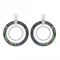 Silver Plated Abalone Circle Drop Earrings