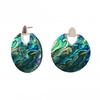 Silver Plated Abalone Disc Drop Earrings