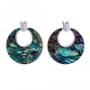 Silver Plated Abalone Forward Facing Hoop Earrings