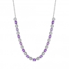 Silver Plated Amethyst Coloured Crystal Cubic Zirconia Necklace - Gift Boxed