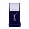 Silver Plated Amethyst Coloured Cubic Zirconia Double Pear Necklace - Gift Boxed