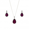 Silver Plated Amethyst Crystal Pear Shape Set - Gift Boxed