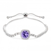 Silver Plated Amythyst Coloured Square Cubic Zirconia Toggle Bracelet