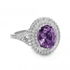 Silver Plated Amythyst Purple Oval Crystal Cocktail Ring
