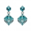 Silver plated aqua cube earrings